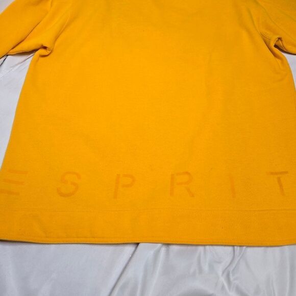 VINTAGE 80s Esprit spellout golden yellow crew neck boxy sweater sweatshirt M - Picture 7 of 10